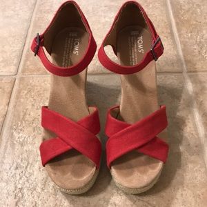 Tom’s Red Wedges size 8 1/2